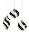 Modern Black and White Spiral Glass Tree Ornaments (Set of 3) - DiamondVale