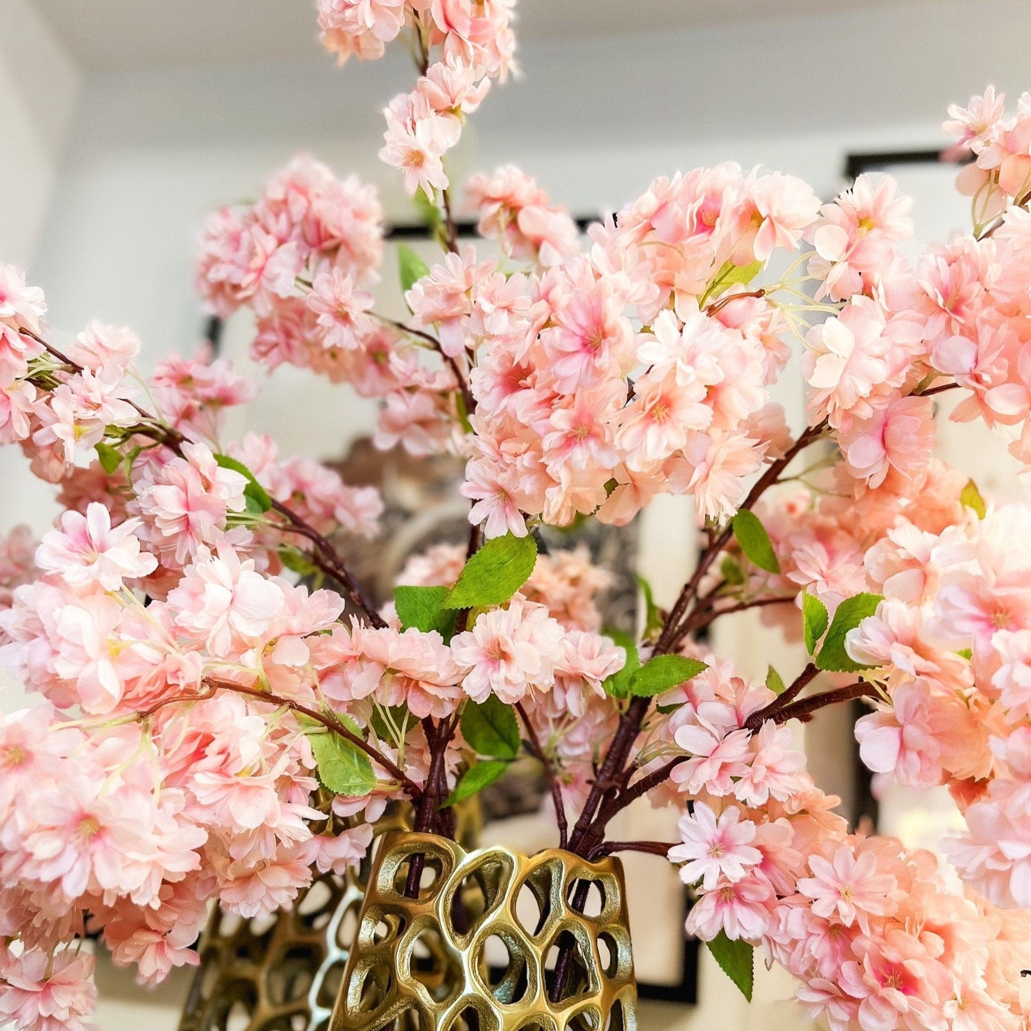 Pink or White Cherry Blossom Flowers (40") | Faux Cherry Blossom Stems | Faux Floral Arrangement | Tall Flower | Artificial Flowers - DiamondValeDecor