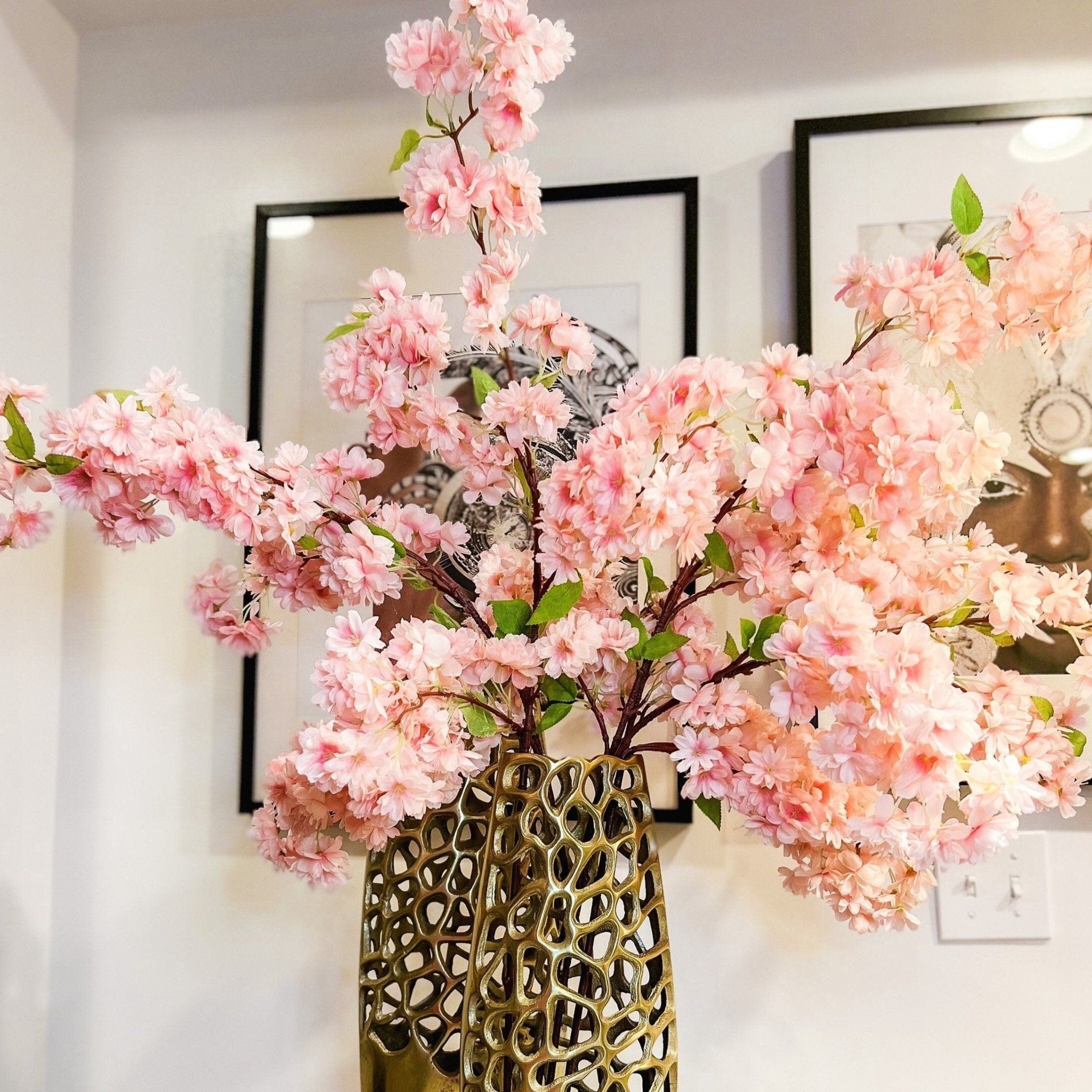 Pink or White Cherry Blossom Flowers (40") | Faux Cherry Blossom Stems | Faux Floral Arrangement | Tall Flower | Artificial Flowers - DiamondValeDecor