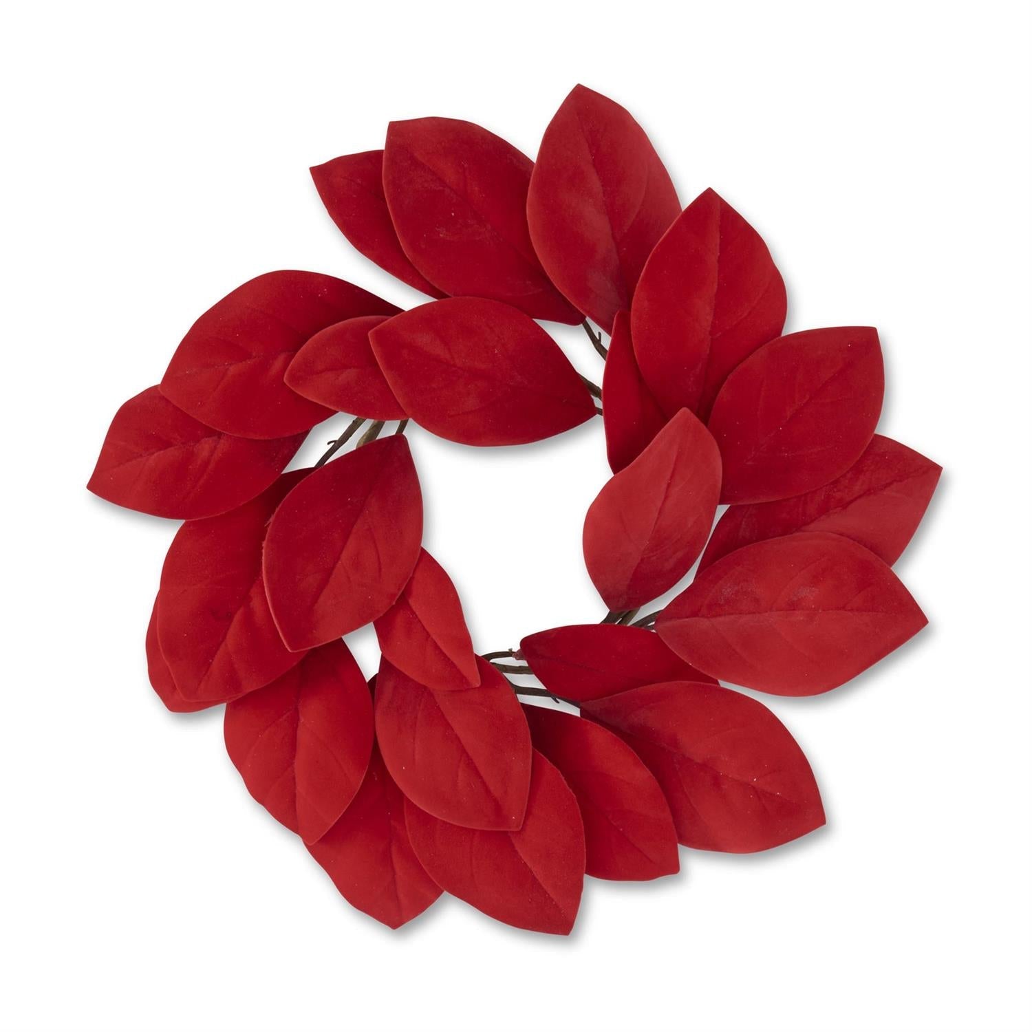 Red Velvet Magnolia Leaf Wreath / Candle Ring (20") - DiamondVale