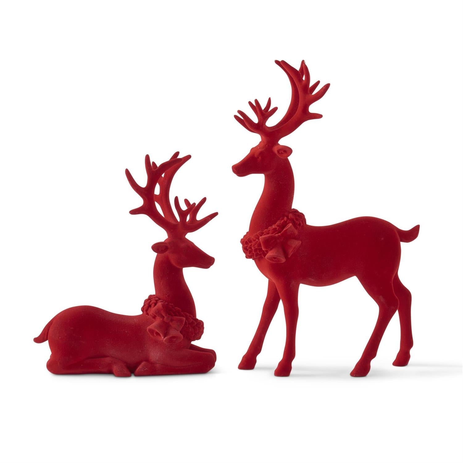 Red Velvet Resin Reindeer (Set of 2) - DiamondVale