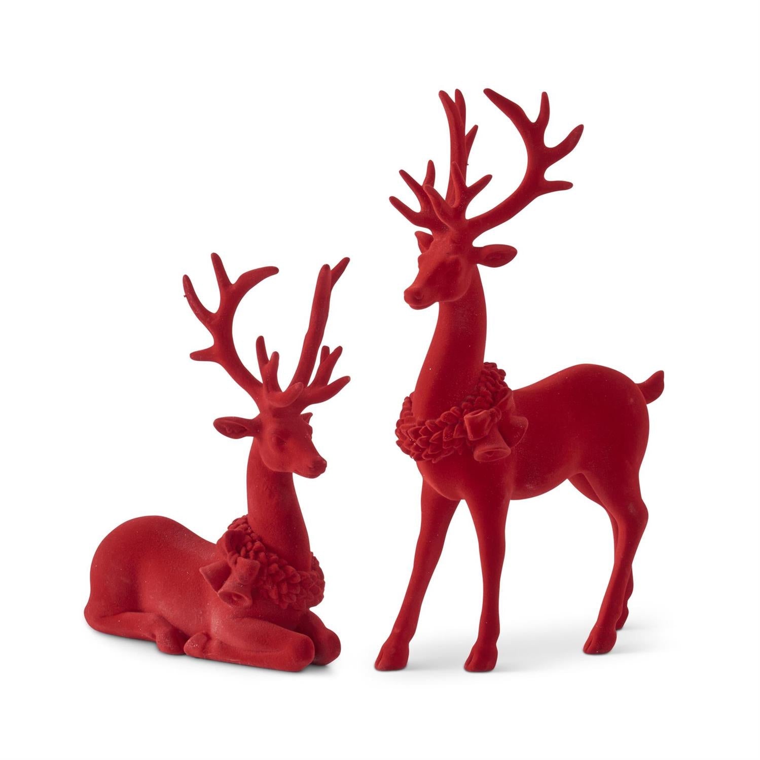 Red Velvet Resin Reindeer (Set of 2) - DiamondVale