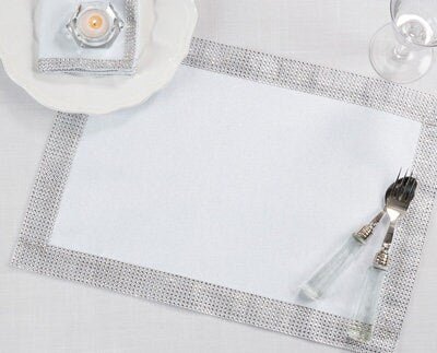 Silver Rhinestone Placemat 14x20 (Set of 4) | Silver Table Decor | Silver Table Linen | New Home Gift | Wedding Gift - DiamondValeDecor