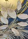 Velvet Beaded Champagne Magnolia Leaf Spray (28") - DiamondVale