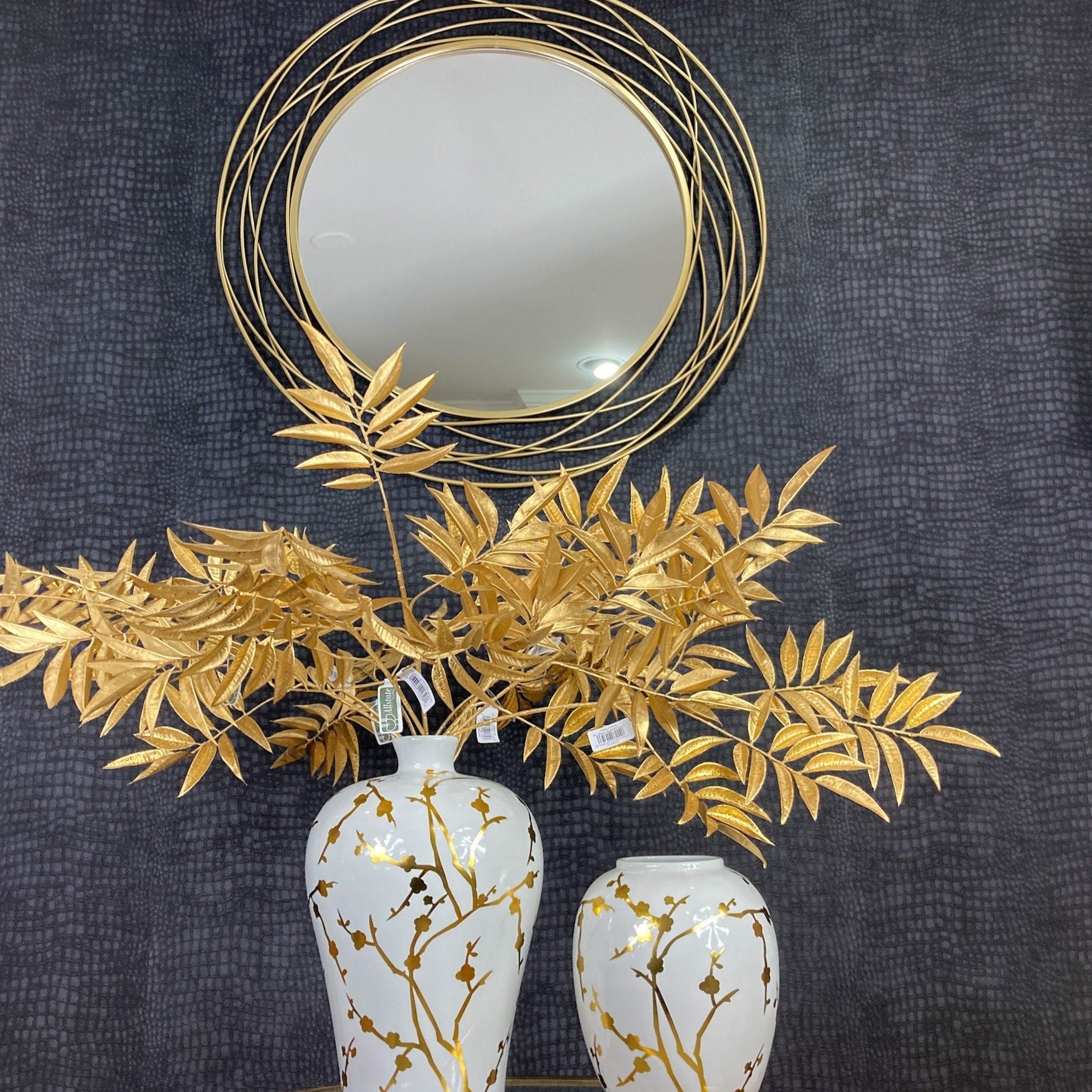 White and Gold Ceramic Vase (2 sizes - 10", 15") | Gold Vase Centerpiece | Gold Glass Vase | White Flower Vase | Glam Vase | Housewarming Gift - DiamondValeDecor