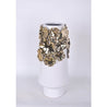 White and Gold Floral Porcelain Vase (14") | Gold Vase Centerpiece | Tall Gold Vase | White Flower Vase | Glam Vase | Housewarming Gift - DiamondValeDecor