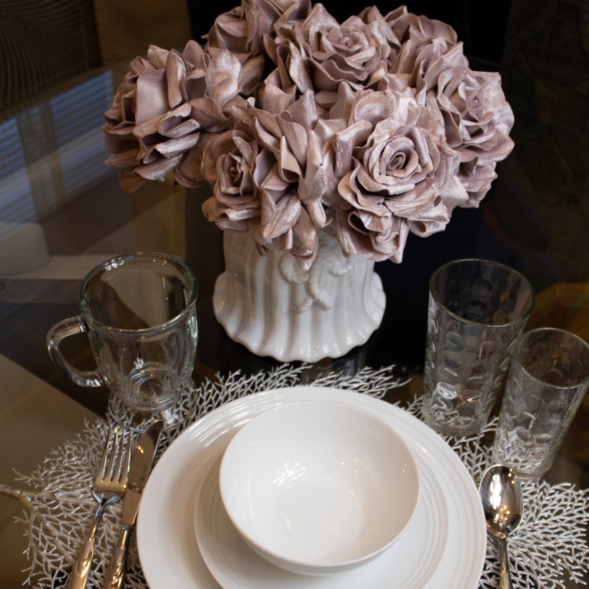 White Cachepot (6.5") | White Vase Centerpiece | Porcelain White Vase | White Flower Vase | Farmhouse Vase | Housewarming Gift - DiamondValeDecor