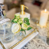 White Ranunculus Bouquet in Small Glass Jar (6.75") | Formal Table Setting | Wedding Flowers | Flowers in Mini Glass Vase - DiamondValeDecor