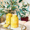 Yellow and White Floral Design Jars (2 sized available - 9", 10") | Flower Ceramic Jar | Yellow Ceramic Jar - DiamondValeDecor
